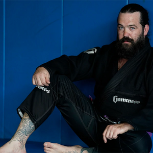 martial artist sitting wearing Gameness BJJ Gi