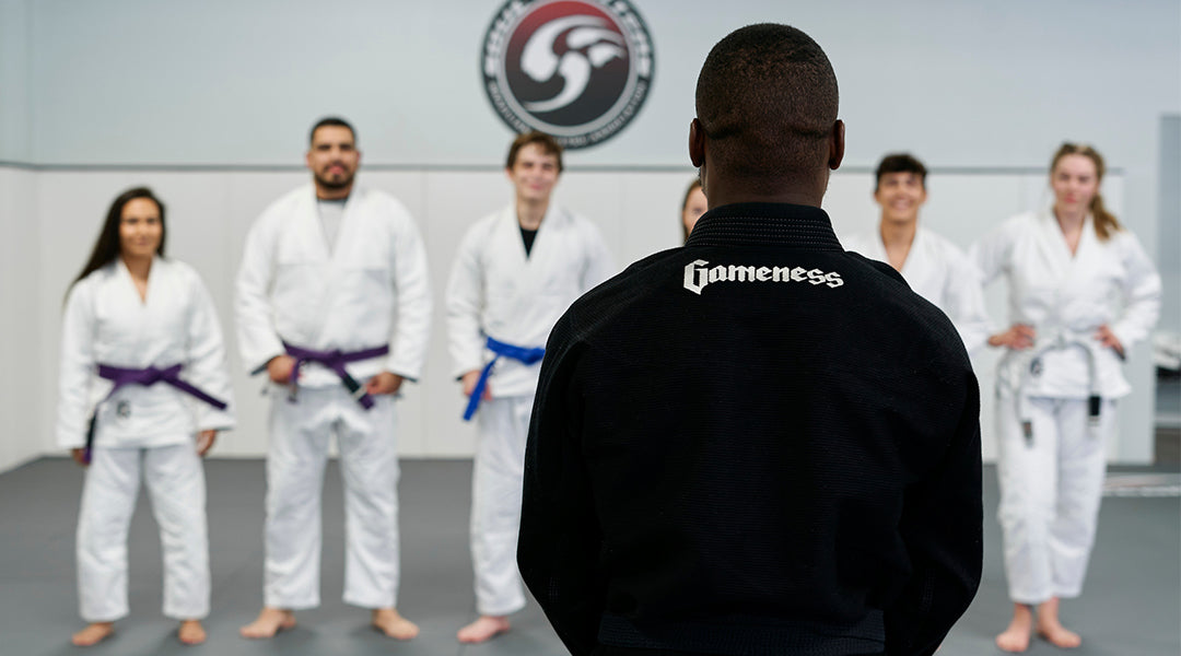 martial arts class wearing Gameness BJJ gis