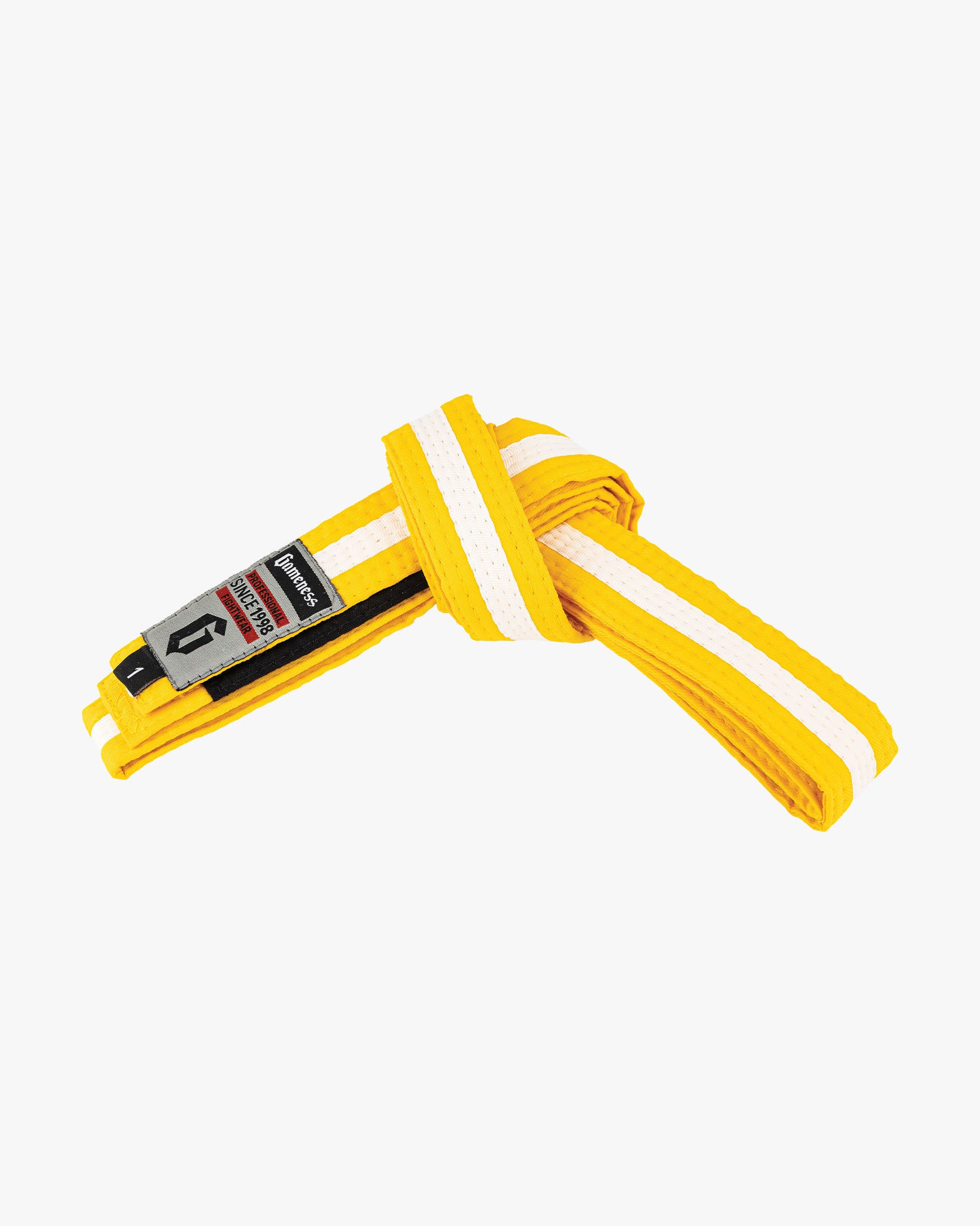 Gamess Ultra-Light Striped Competition Belt - ready just need dims Yellow White