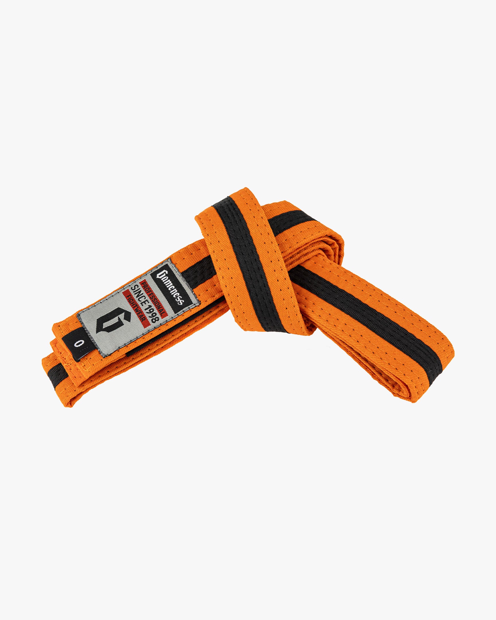 Gamess Ultra-Light Striped Competition Belt - ready just need dims Orange Black