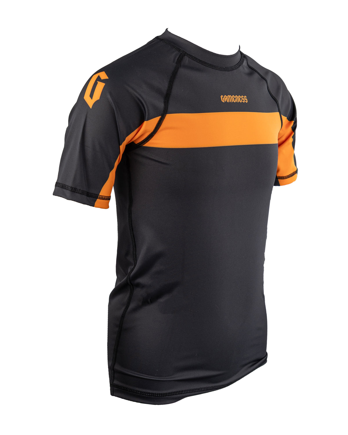Gameness Pro Ranked Youth Short Sleeve Rash Guard Black Orange