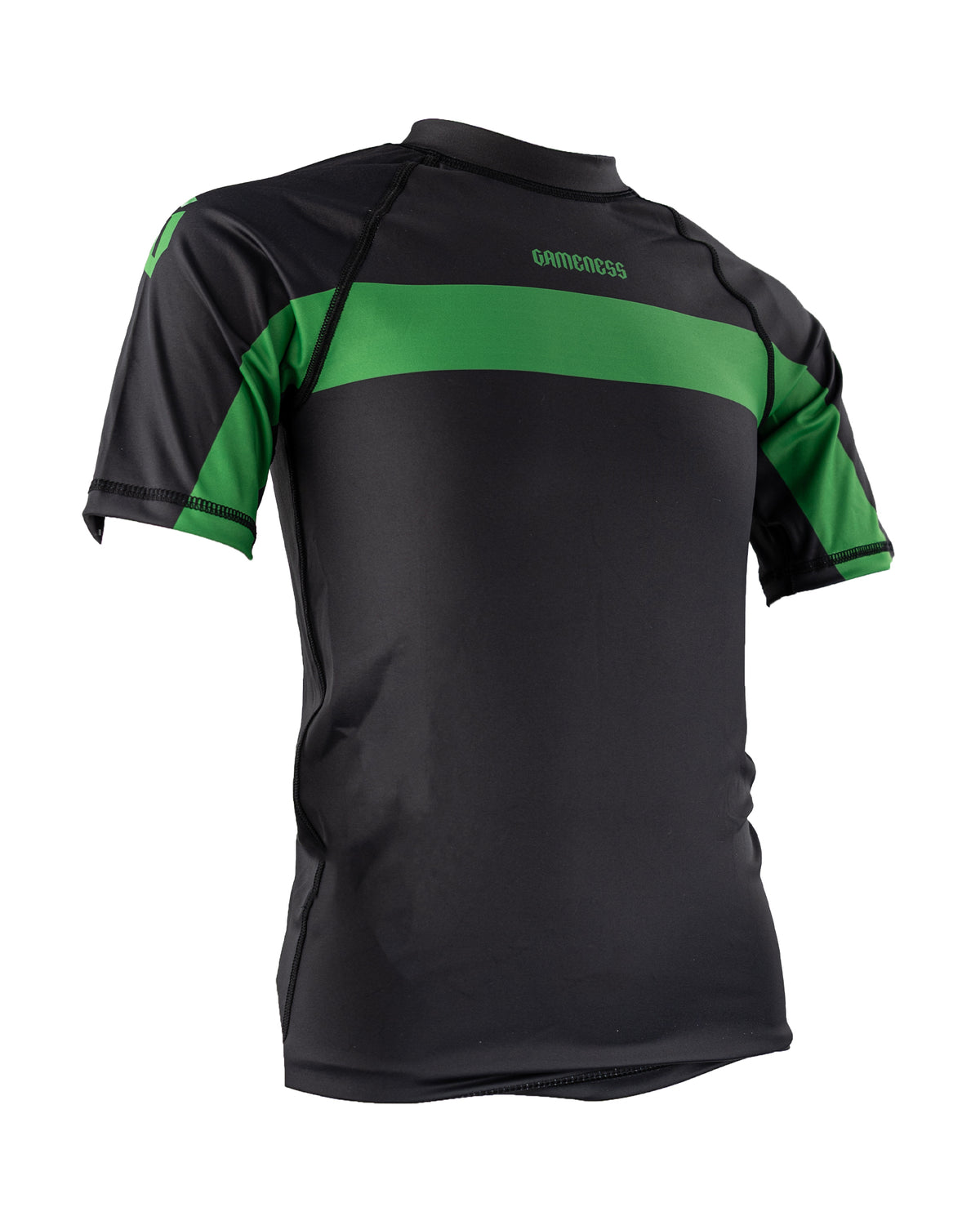 Gameness Pro Ranked Youth Short Sleeve Rash Guard Black Green