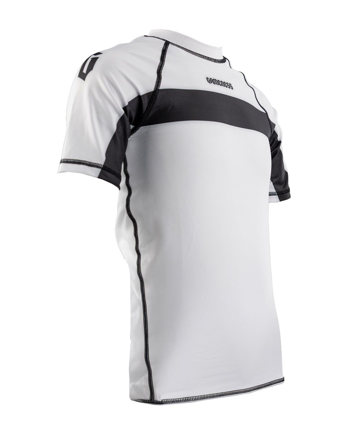 Gameness Pro Ranked Youth Short Sleeve Rash Guard White Black