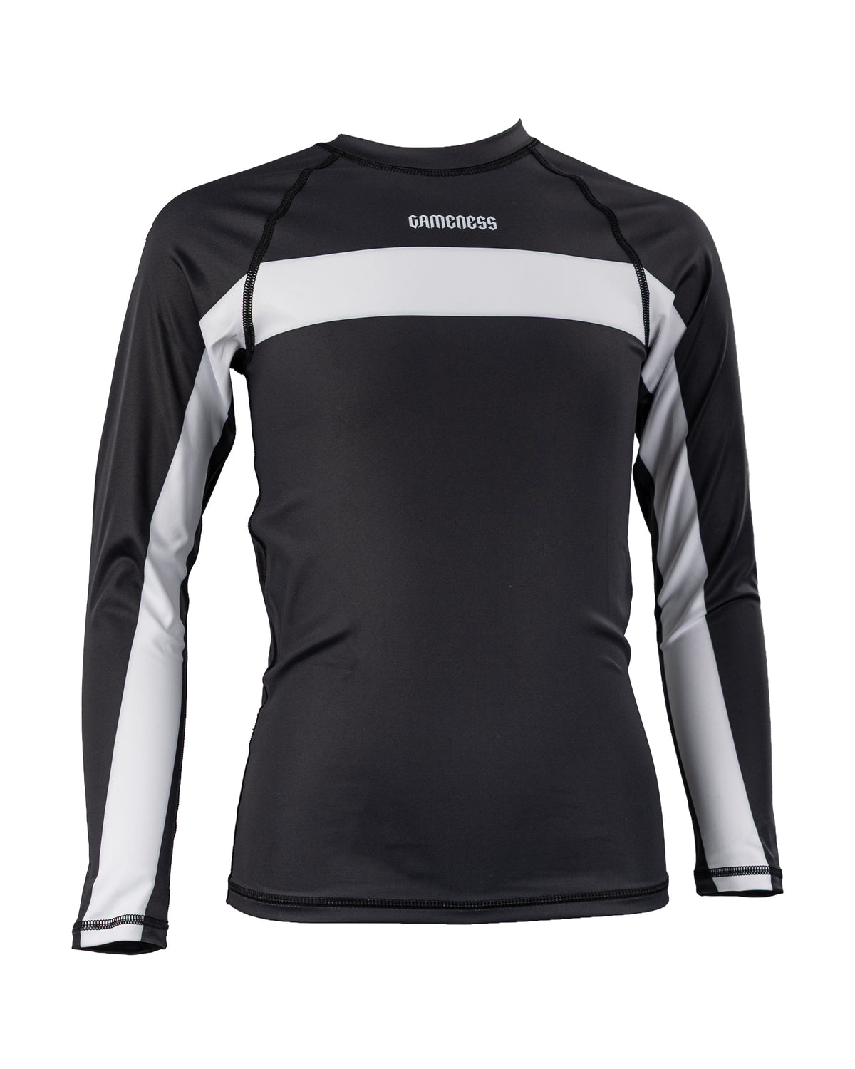 Gameness Pro Ranked Youth Long Sleeve Rash Guard Black White