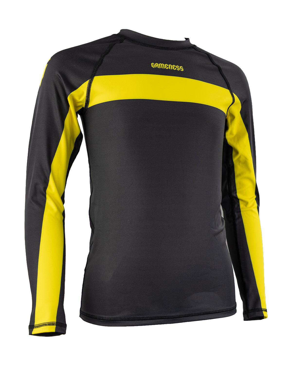 Gameness Pro Ranked Youth Long Sleeve Rash Guard Black Yellow