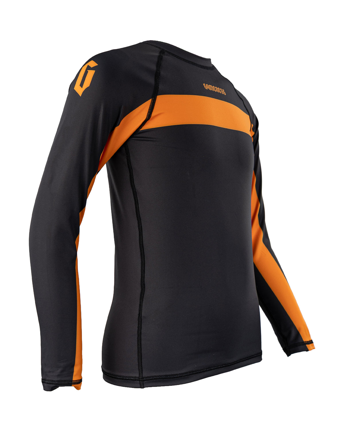 Gameness Pro Ranked Youth Long Sleeve Rash Guard Black Orange