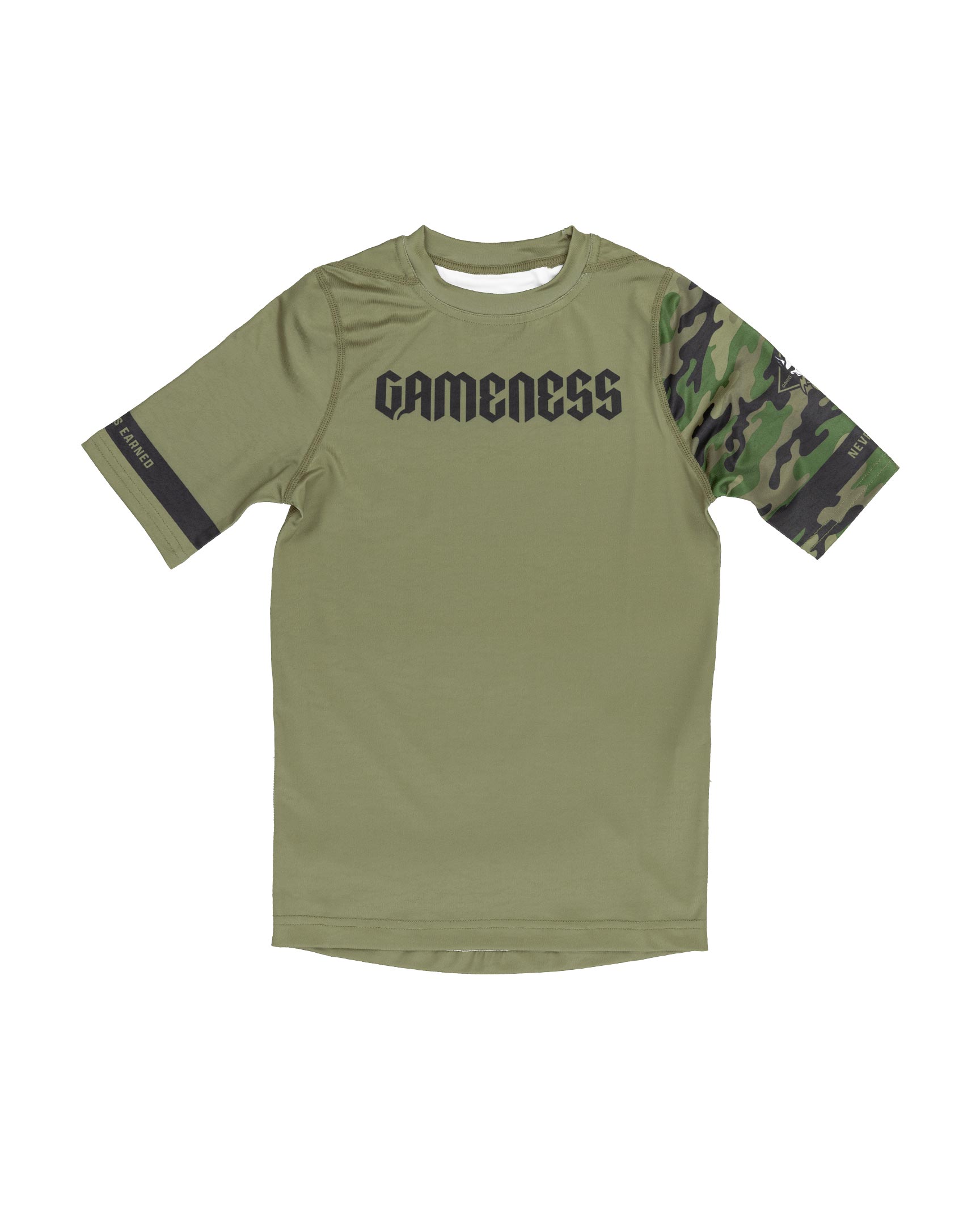 Gameness Combate Youth Short Sleeve Rash Guard Olive