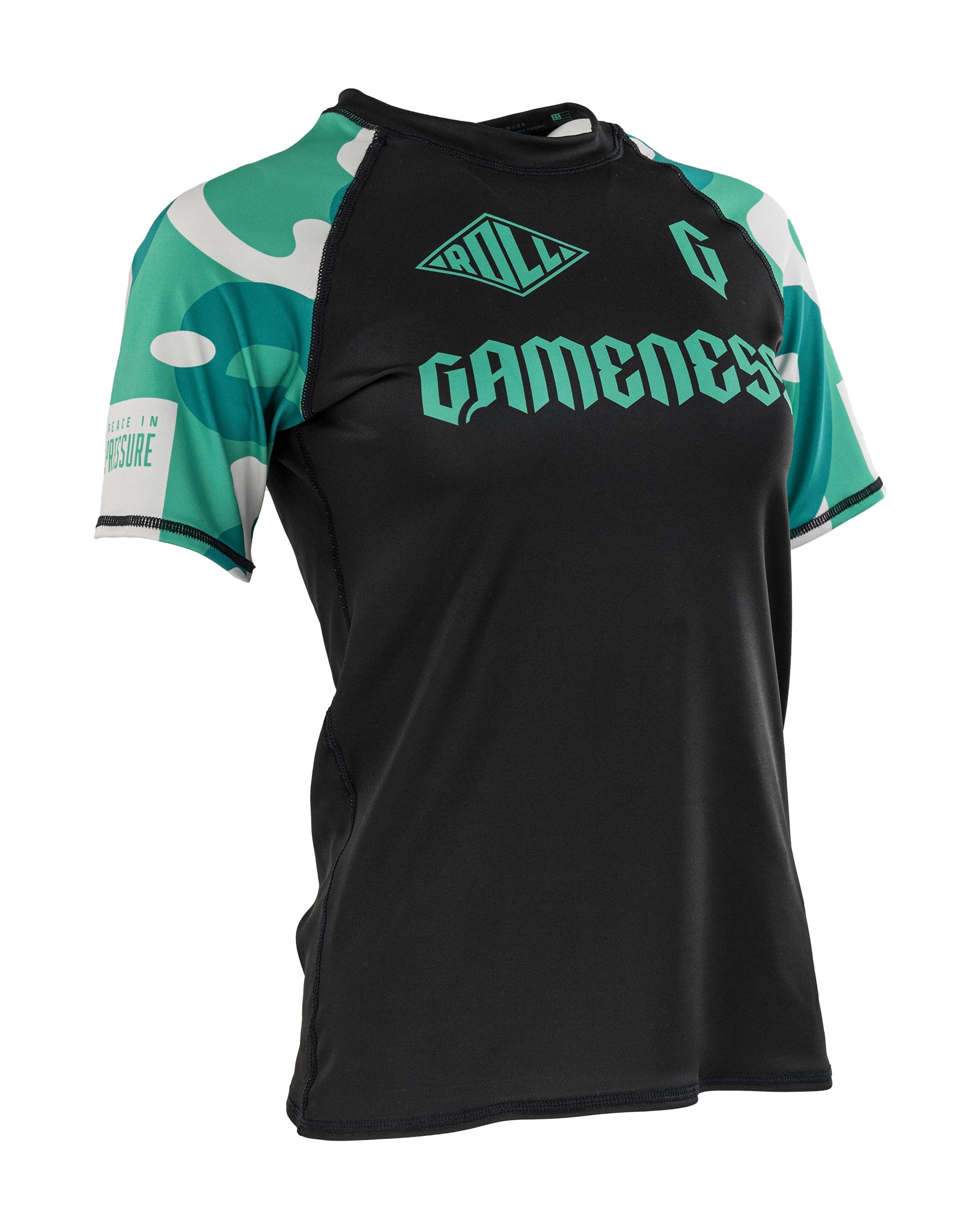Gameness Women's Short Sleeve Bravo Rash Guard Black Teal