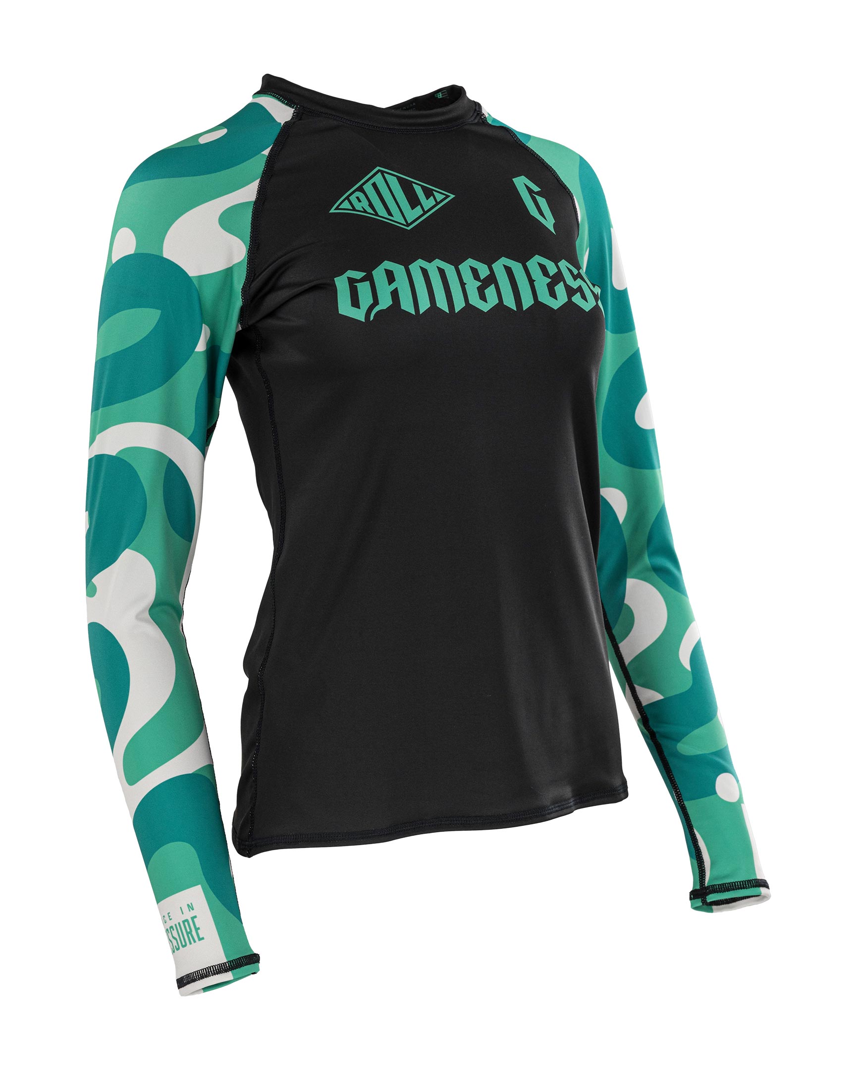 Gameness Women's Long Sleeve Bravo Rash Guard Black Teal