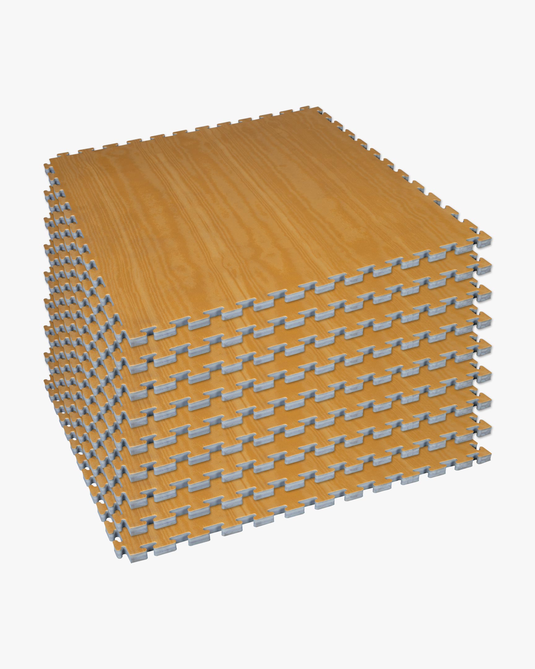 Wood Grain Reversible Puzzle Mat - 40" x 40" x 1" - 9 Pack Bundle