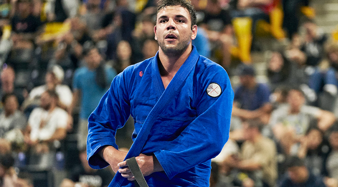 martial artist competing wearing gameness BJJ gi