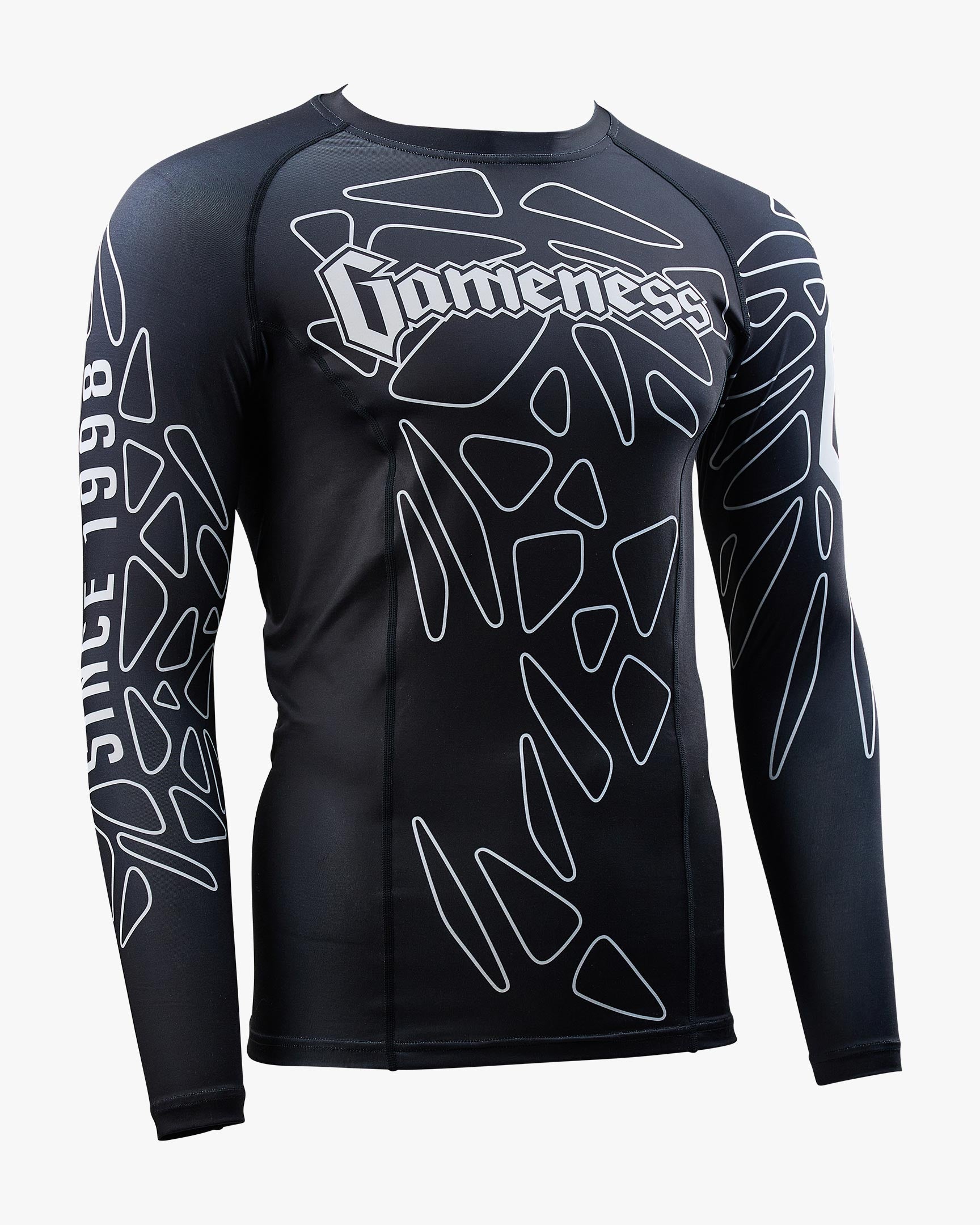 bjj nogi gear Gameness Men's Long Sleeve Pro Rank Rash Guard Medium / White