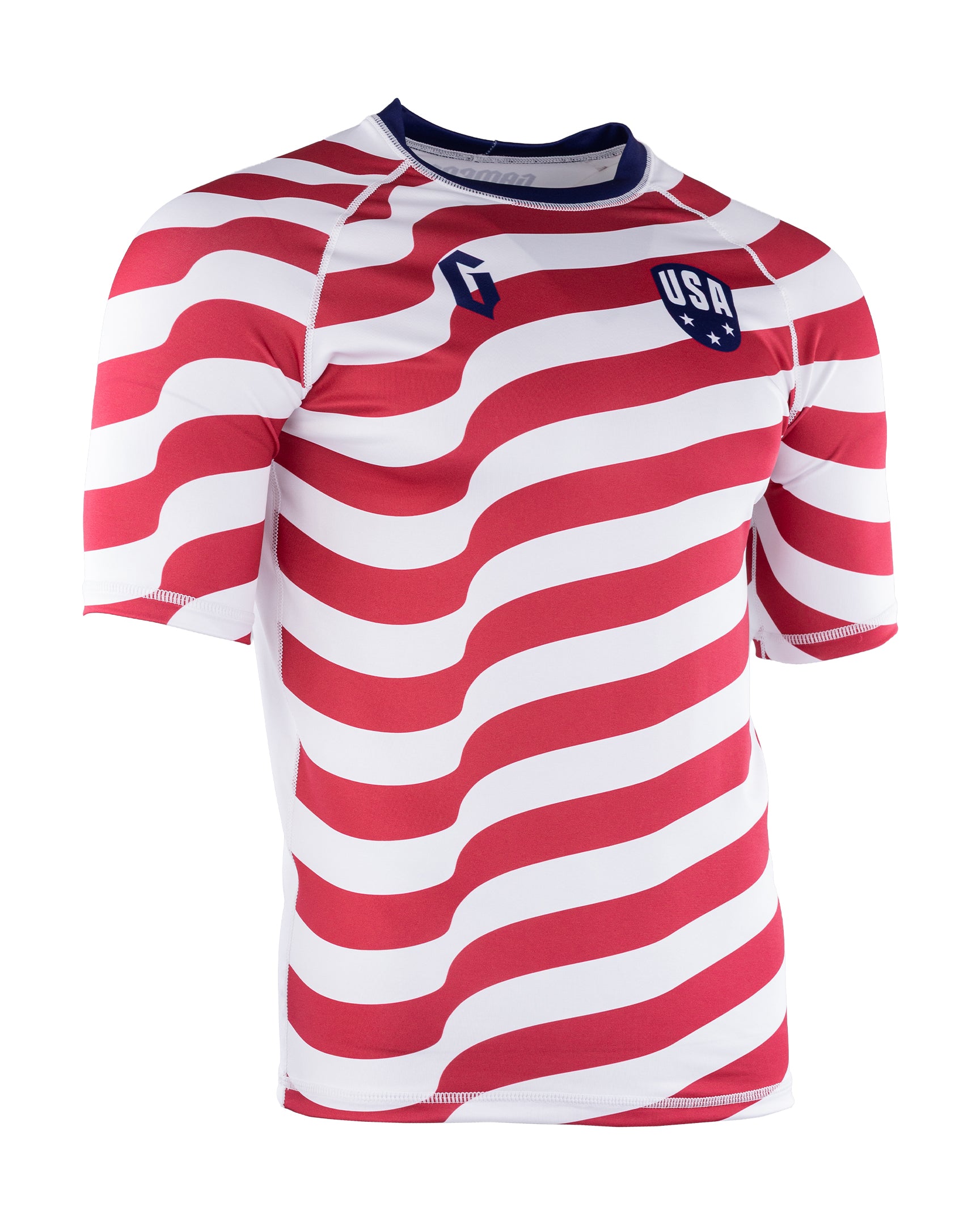 GAMENESS USA STRIPES SHORT SLEEVE RASH GUARD - needs images and copy and WS $